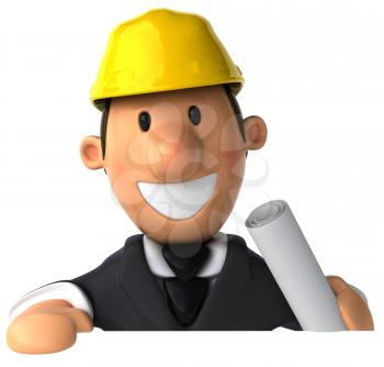 Royalty Free Clipart Image of a Man in a Hard Hat