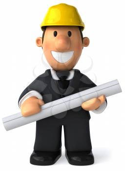 Royalty Free Clipart Image of a Man in a Hard Hat