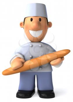 Royalty Free Clipart Image of a Baker With a French Stick