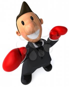 Royalty Free Clipart Image of a Boxing Businessman