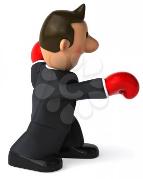 Royalty Free Clipart Image of a Boxing Businessman