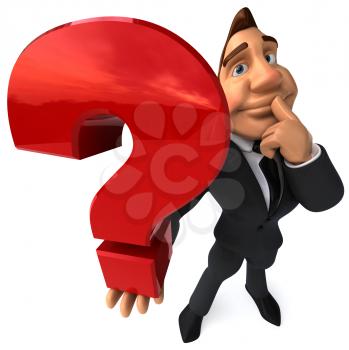 Royalty Free Clipart Image of a Businessman With a Question Mark