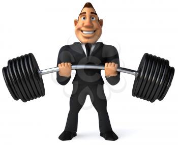 Royalty Free Clipart Image of a Businessman Lifting Weights