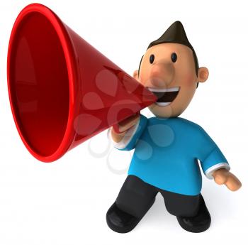 Royalty Free Clipart Image of a Man With a Megaphone