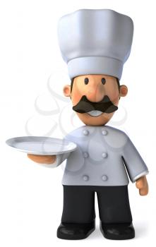 Royalty Free Clipart Image of a Chef Holding a Plate