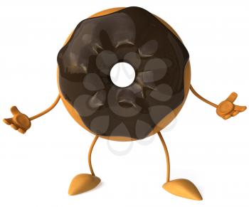 Royalty Free Clipart Image of a Chocolate Doughnut