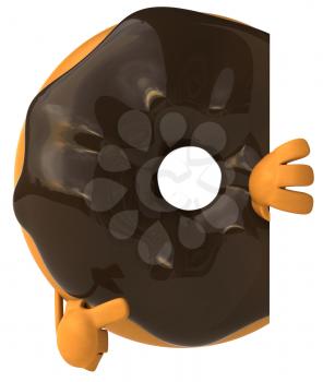 Royalty Free Clipart Image of a Chocolate Covered Doughnut