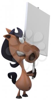 Royalty Free Clipart Image of a Horse With a Sign