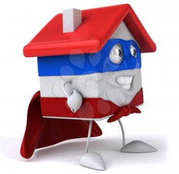 Royalty Free Clipart Image of a Superhero House