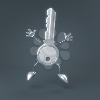 Royalty Free Clipart Image of a Key Jumping