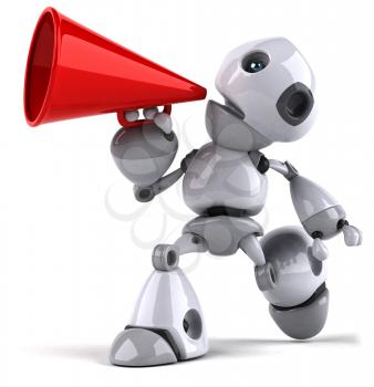 Royalty Free Clipart Image of a Robot With a Megaphone