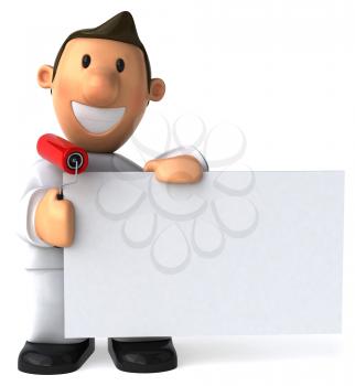 Royalty Free Clipart Image of a Painter With a Sign