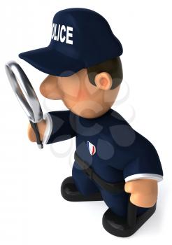 Royalty Free Clipart Image of a Police Officer With a Magnifying Glass