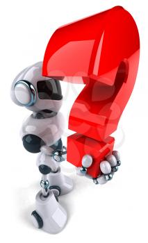 Royalty Free Clipart Image of a Robot With a Question Mark