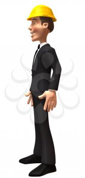 Royalty Free 3d Clipart Image of a Businessman Wearing a Hardhat