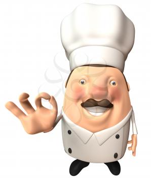 Royalty Free 3d Clipart Image of a Chef Giving an Okay Sign