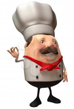 Royalty Free 3d Clipart Image of a Chef Giving an Okay Sign