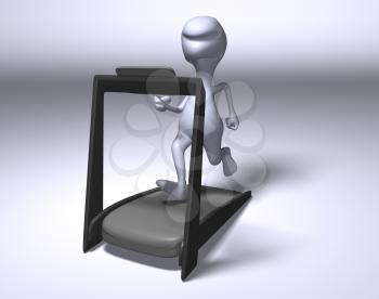 Royalty Free 3d Clipart Image of a Character Running on a Treadmill