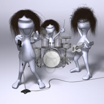 Royalty Free 3d Clipart Image of a Rock Band