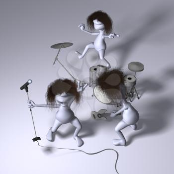 Royalty Free 3d Clipart Image of a Rock Band