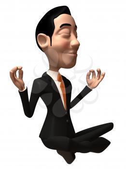 Royalty Free 3d Clipart Image of an Asian Businessman Meditating