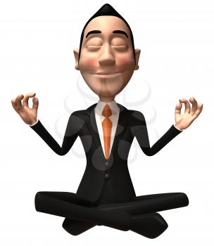 Royalty Free 3d Clipart Image of an Asian Businessman Meditating