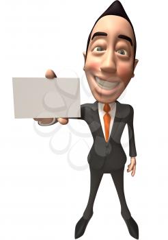 Royalty Free 3d Clipart Image of an Asian Businessman Holding a Business Card
