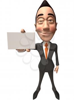 Royalty Free 3d Clipart Image of an Asian Businessman Holding a Business Card