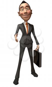 Royalty Free 3d Clipart Image of an Asian Businessman Holding a Briefcase Inviting Viewer to Shake Hands