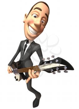 Royalty Free 3d Clipart Image of a Man Wearing a Suit and Playing a Guitar