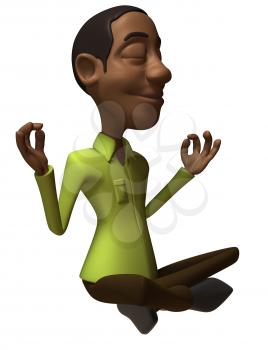 Royalty Free 3d Clipart Image of an African American Man Meditating