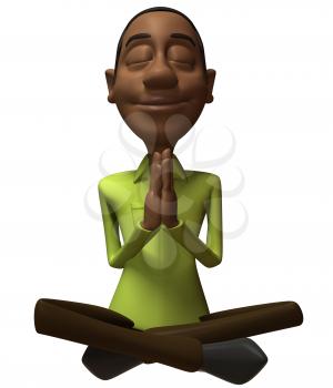 Royalty Free 3d Clipart Image of an African American Man Meditating