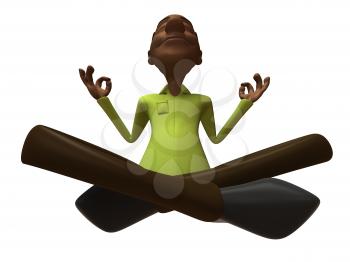 Royalty Free 3d Clipart Image of an African American Man Meditating