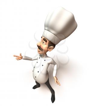 Royalty Free 3d Clipart Image of a Chef Pointing His Finger