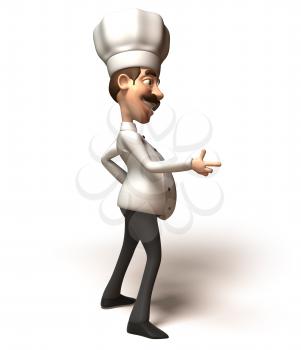 Royalty Free 3d Clipart Image of a Chef Pointing His Finger