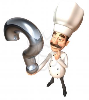 Royalty Free 3d Clipart Image of a Chef Holding a Question Mark