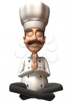 Royalty Free 3d Clipart Image of a Chef Meditating