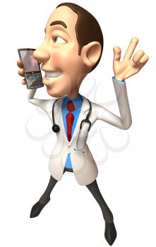 Royalty Free 3d Clipart Image of a Doctor Talking on a Cell Phone