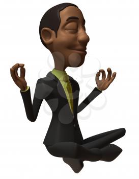 Royalty Free 3d Clipart Image of an African American Businessman Meditating