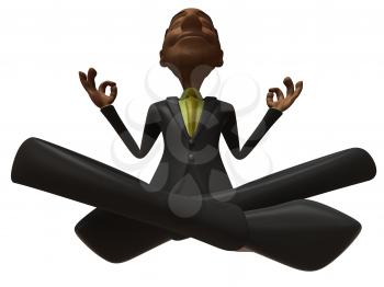 Royalty Free 3d Clipart Image of an African American Businessman Meditating