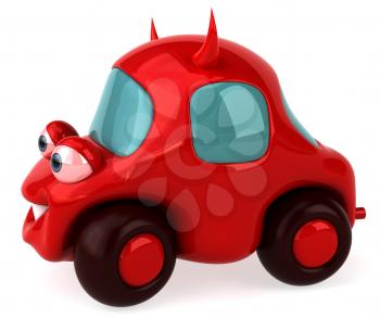 Royalty Free 3d Clipart Image of an Evil Red Car