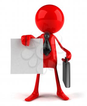 Royalty Free 3d Clipart Image of a Guy Holding a Paper Document and a Briefcase