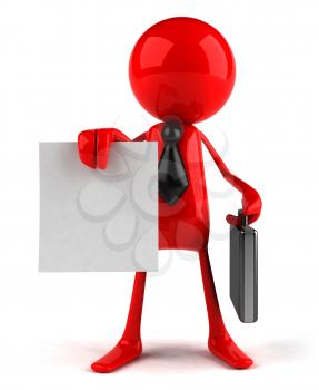 Royalty Free 3d Clipart Image of a Guy Holding a Paper Document and a Briefcase