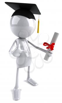 Royalty Free 3d Clipart Image of a Male Graduate Holding a Diploma