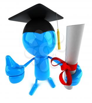 Royalty Free 3d Clipart Image of a Male Graduate Holding a Diploma