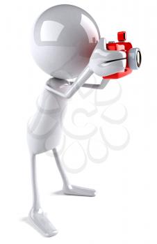 Royalty Free 3d Clipart Image of a White Guy Holding a Camera