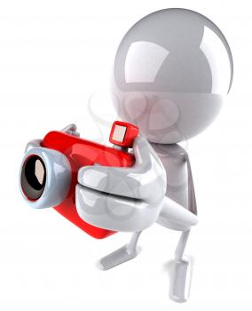 Royalty Free 3d Clipart Image of a White Guy Holding a Camera