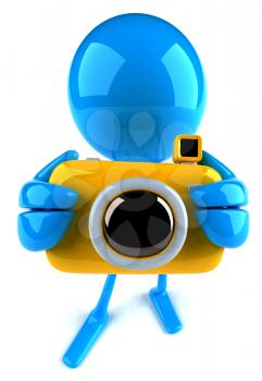 Royalty Free 3d Clipart Image of a Blue Guy Holding a Camera