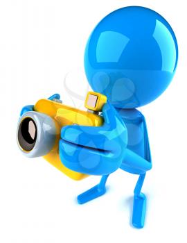 Royalty Free 3d Clipart Image of a Blue Guy Holding a Camera