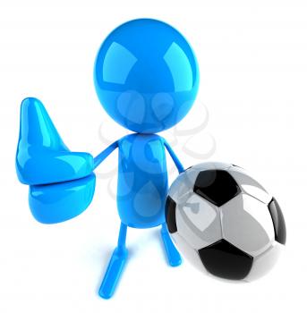 Royalty Free 3d Clipart Image of Soccer Player Holding a Ball